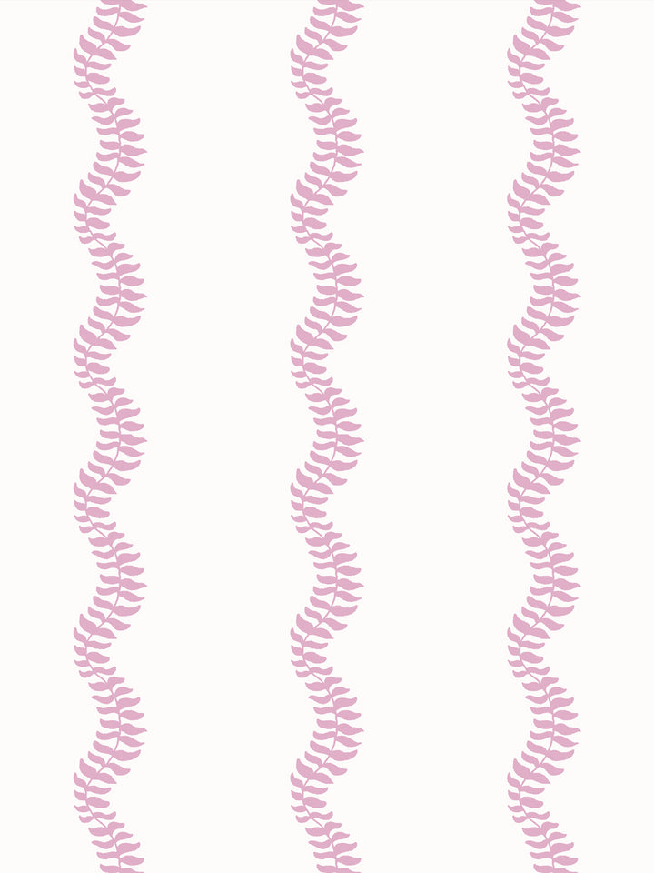 Close crop of soft mid pink leaf stripes on clean off-white
