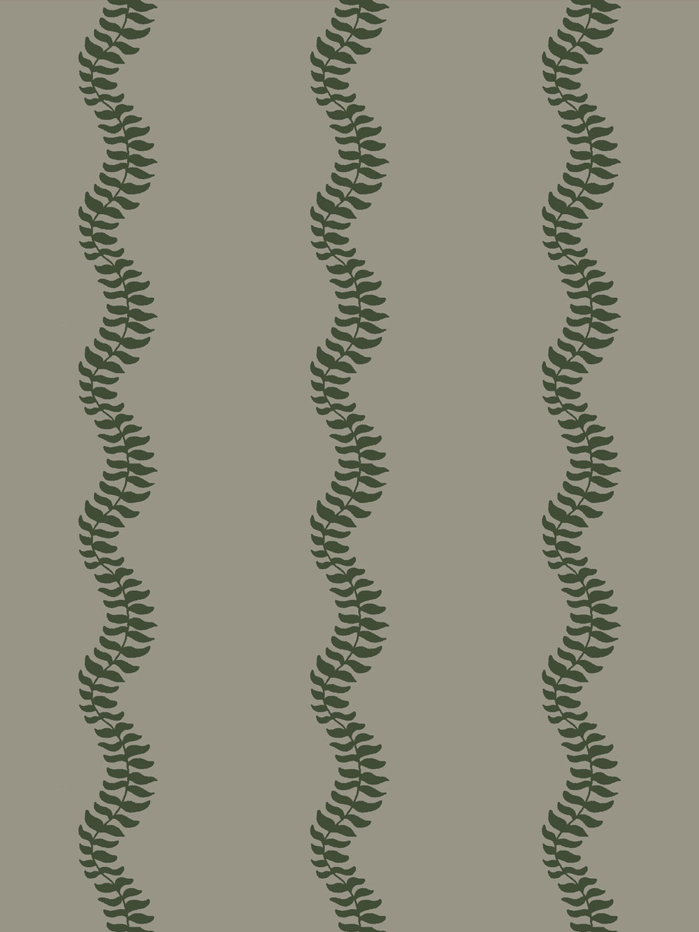 Close crop of dark forest pine green leaf stripes on warm grey-green greige like dusty