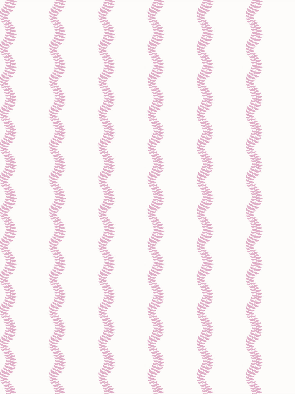Soft pink wavy fern-vine stripes on a clean off-white ground