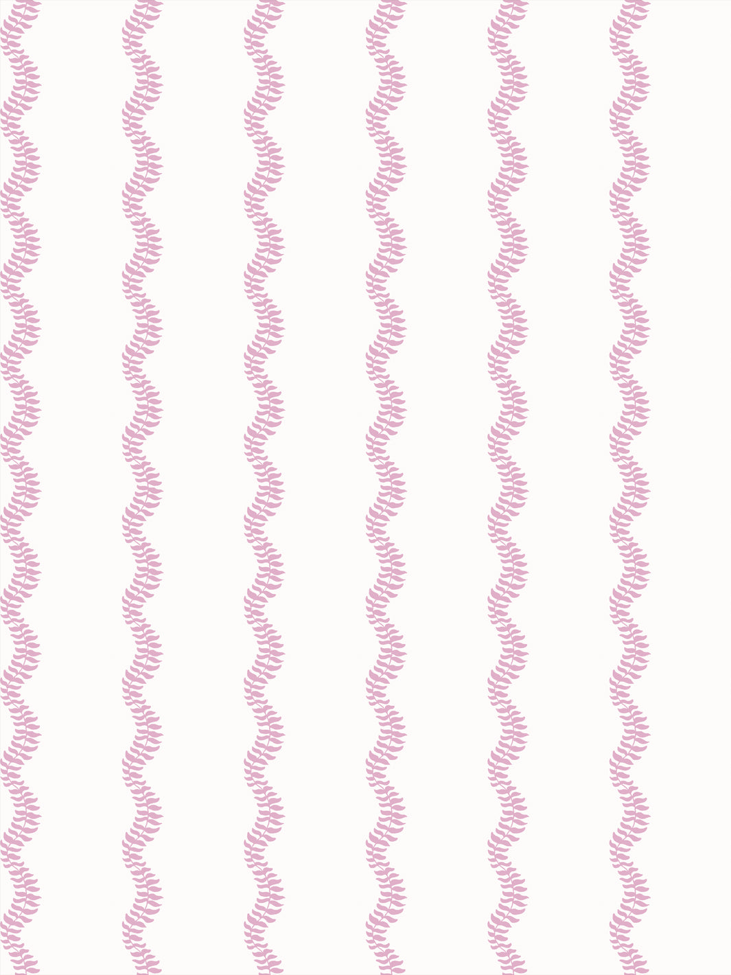 Soft pink wavy fern-vine stripes on a clean off-white ground