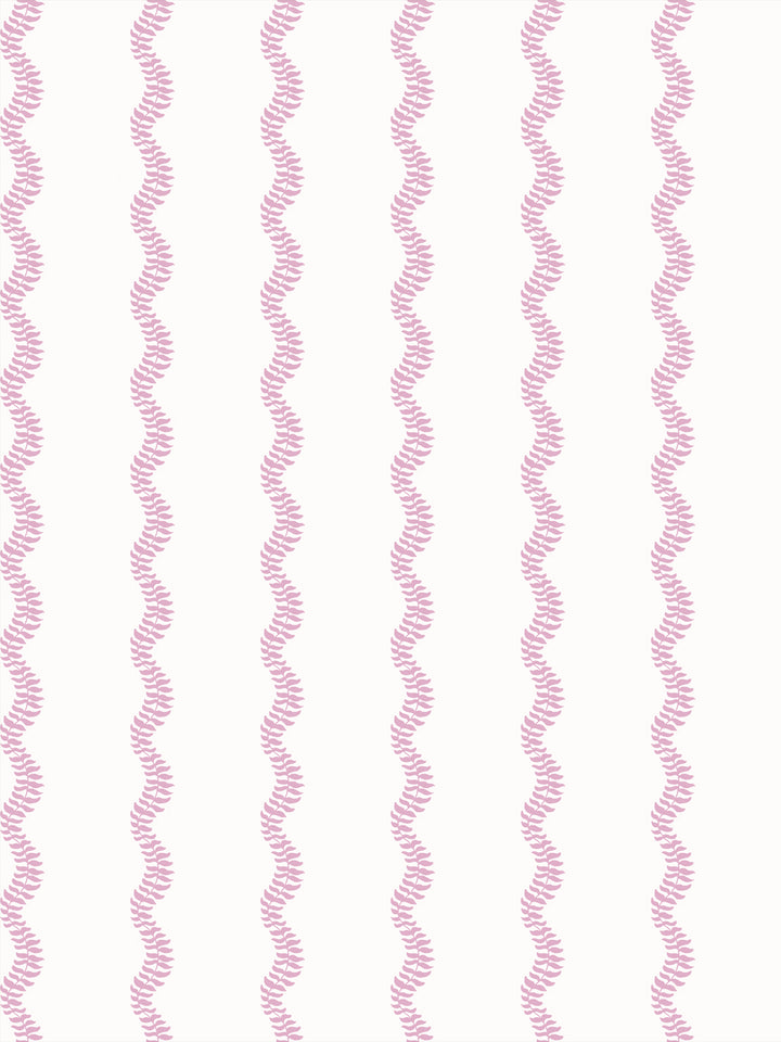 Soft pink wavy fern-vine stripes on a clean off-white ground