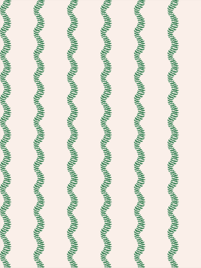 'Sutton Stripe' Wallpaper by Wallshoppe - Evergreen Cream