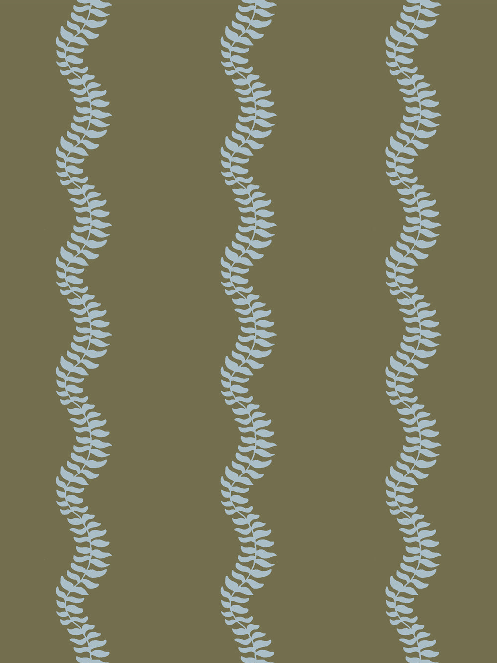 Close crop of pale dusty sky blue leaf stripes on olive khaki green