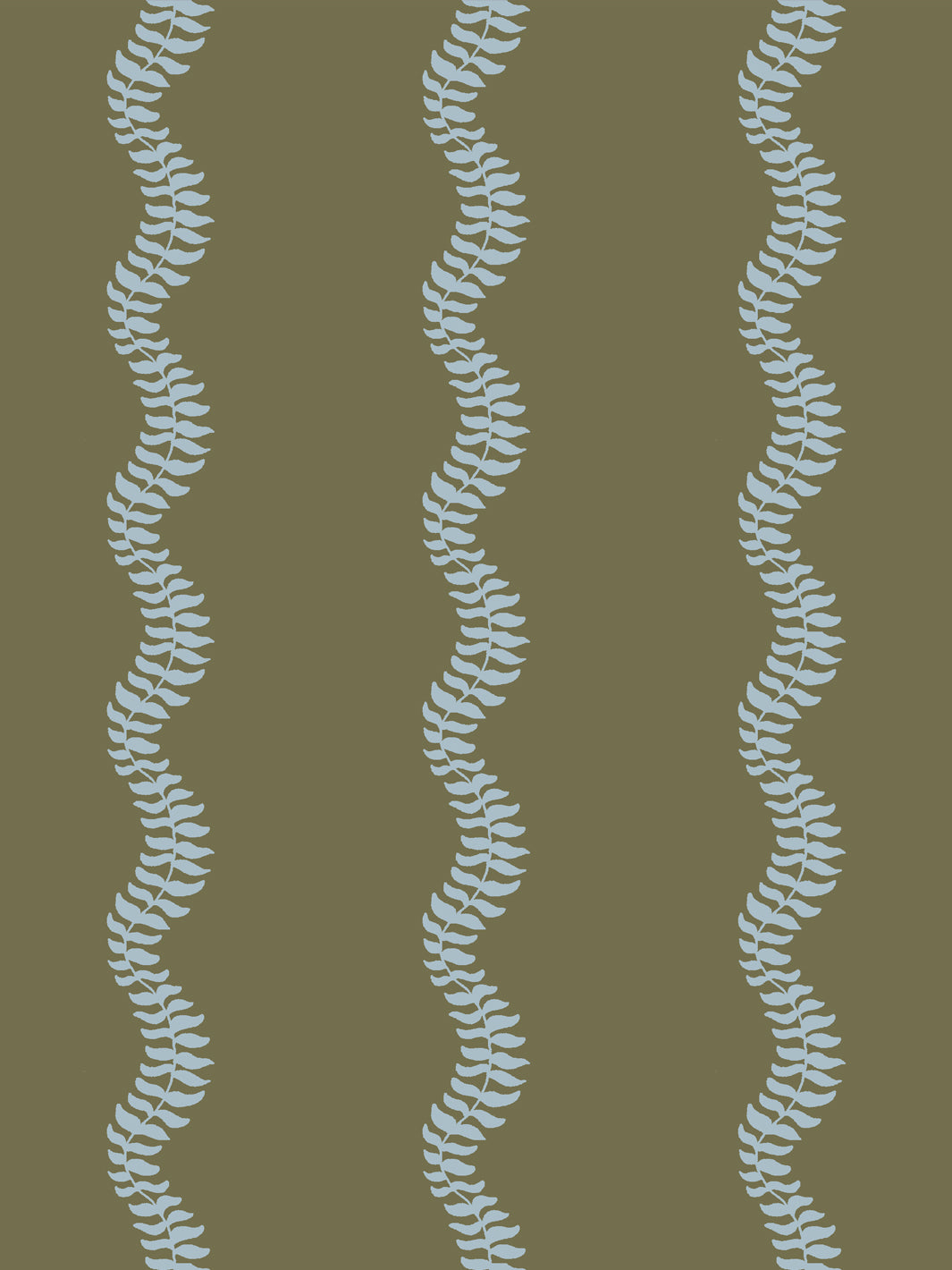 Close crop of pale dusty sky blue leaf stripes on olive khaki green