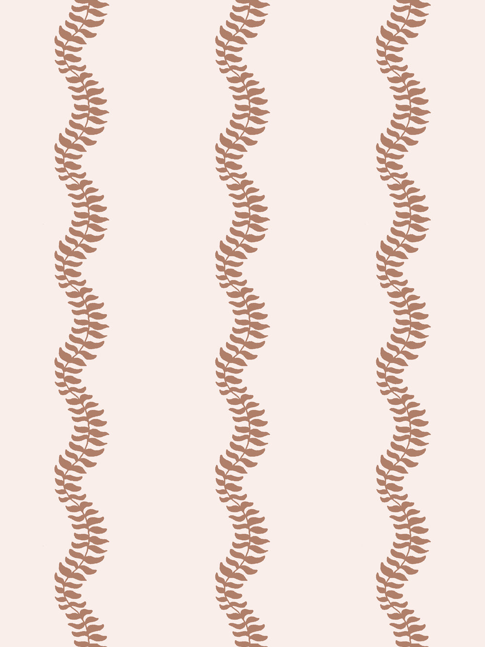 Close crop of muted clay brown terracotta tan leaf stripes on soft warm cream