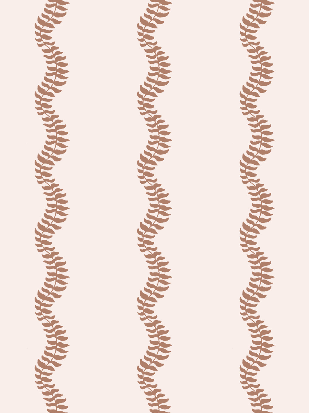 Close crop of muted clay brown terracotta tan leaf stripes on soft warm cream