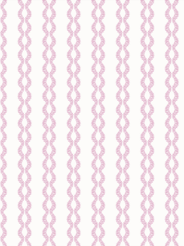 Sutton Vine wallpaper in Antique Mauve, soft pink braided leaf vines on an ivory ground