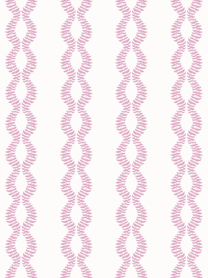 Close crop of soft rosy pink leaf vines on warm ivory