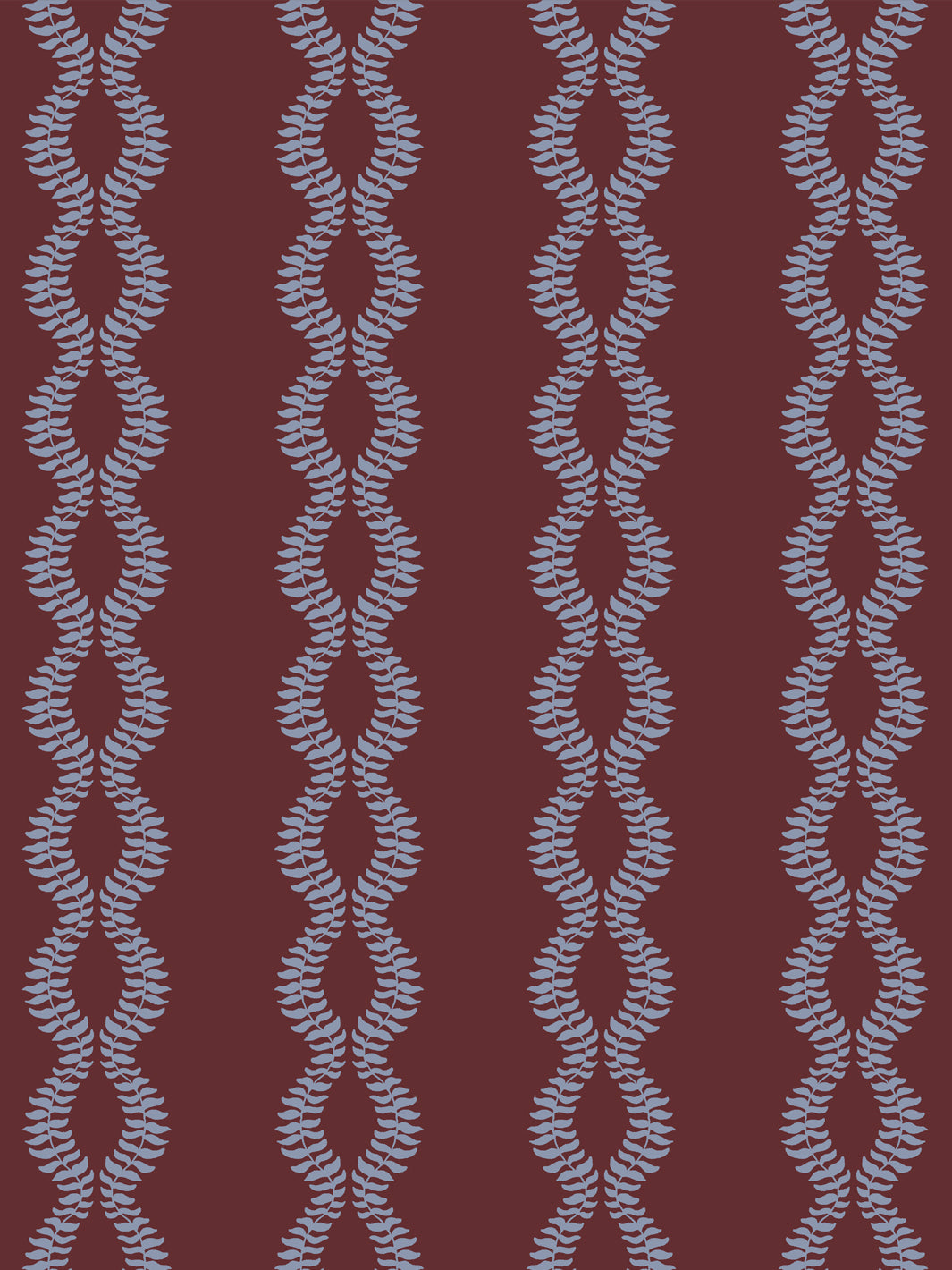 Close crop of dusty periwinkle blue-grey leaf vines on deep merlot