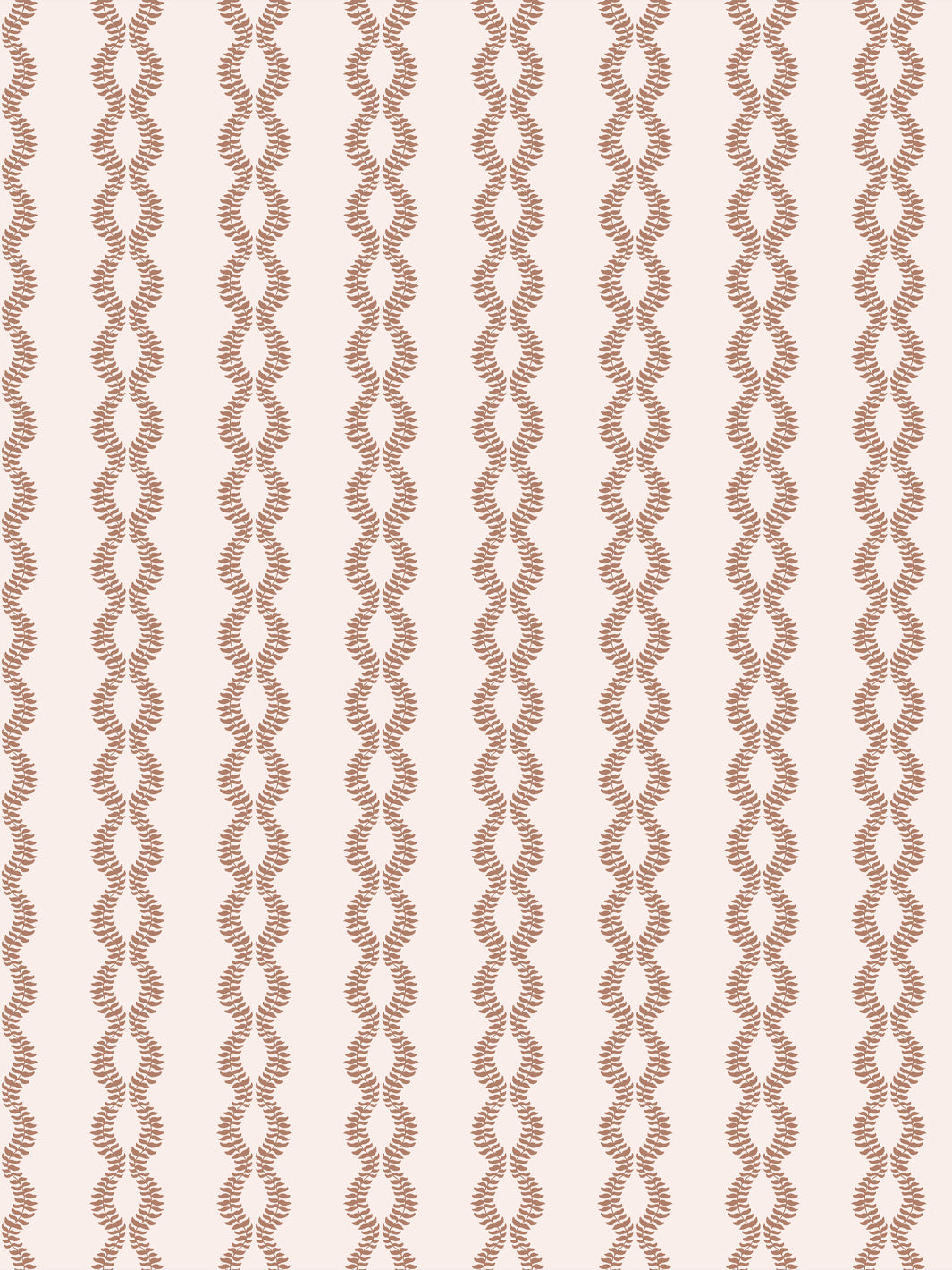 Sutton Vine wallpaper in Toasted Cream, terracotta leaf vines on a blush cream ground