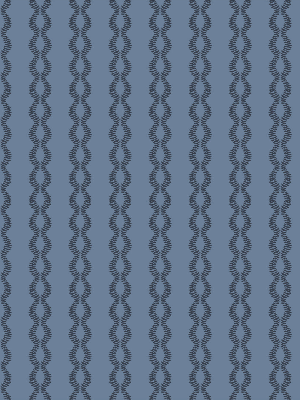 Sutton Vine wallpaper in Vintage Navy, charcoal navy leaf vines on a slate blue ground