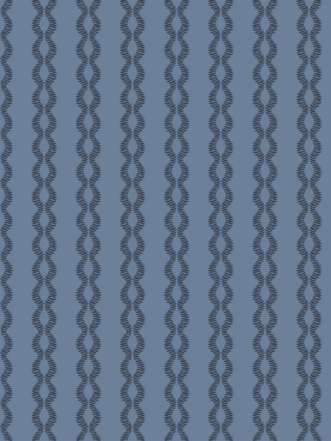 Sutton Vine wallpaper in Vintage Navy, charcoal navy leaf vines on a slate blue ground