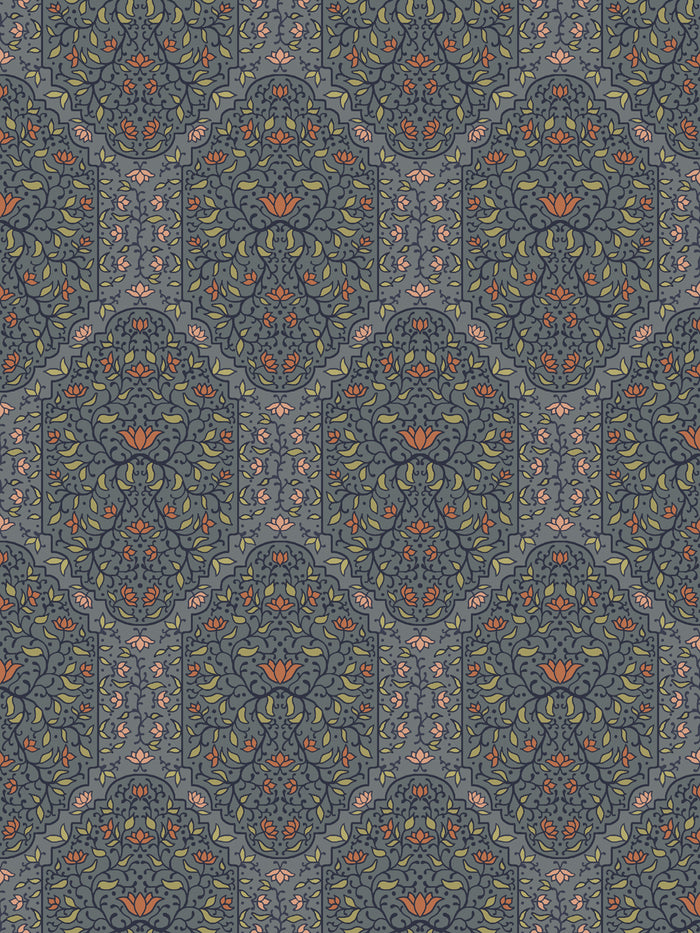 'Taliah Large' Wallpaper by Wallshoppe - Antique Navy Blossom