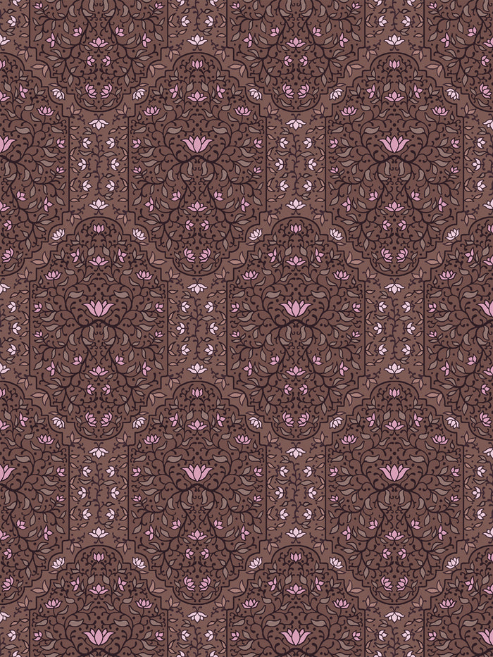 'Taliah Large' Wallpaper by Wallshoppe - Soft Camellia Walnut