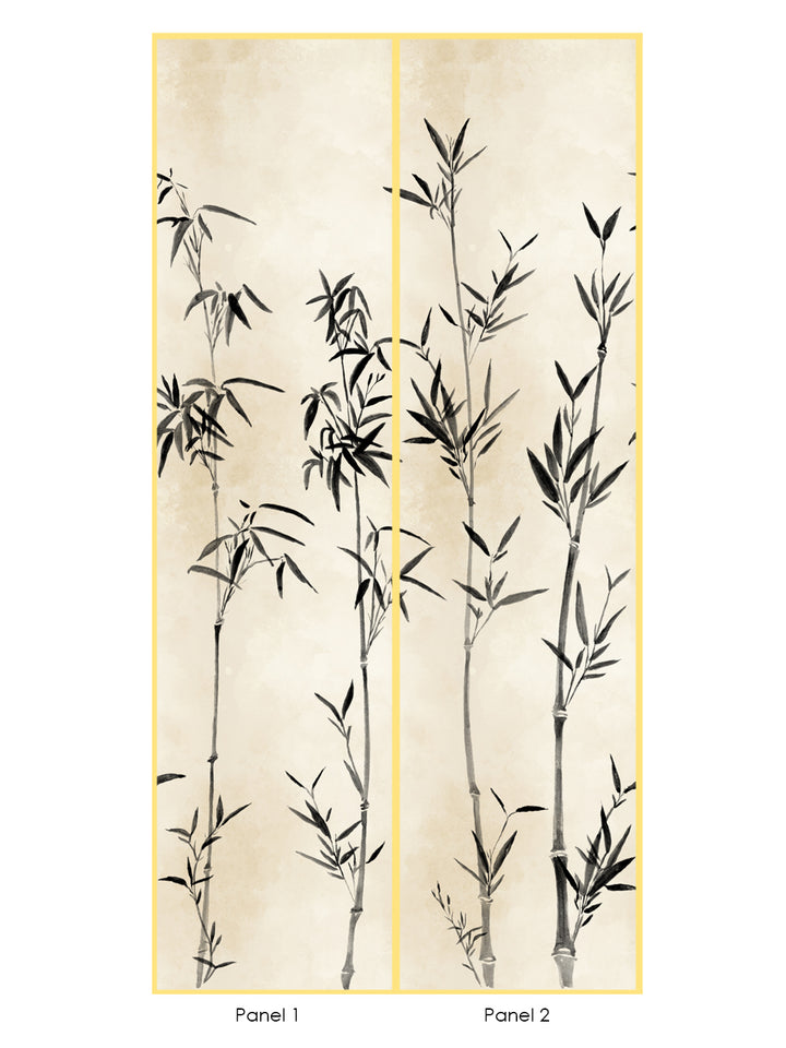 'The Big Bamboo' Mural Wallpaper by Flint Wood & Hicks - Ink Black