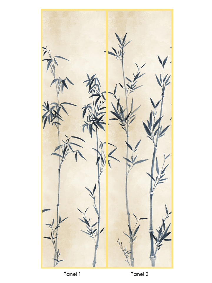 'The Big Bamboo' Mural Wallpaper by Flint Wood & Hicks - Ink Blue