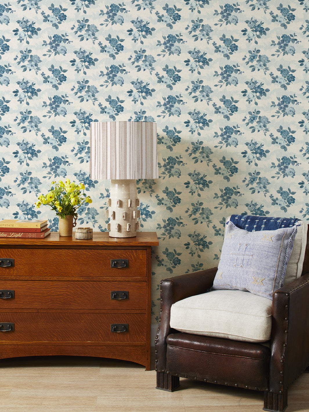'Theodora' Grasscloth Wallpaper by Nathan Turner - Blues