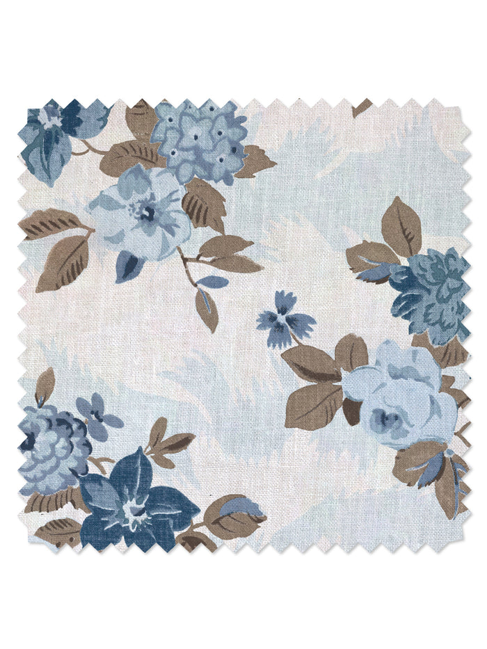 Theodora' Linen Fabric by Nathan Turner - Blue Brown