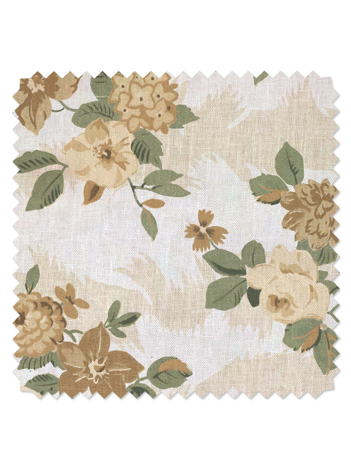 'Theodora' Linen Fabric by Nathan Turner - Gold Green