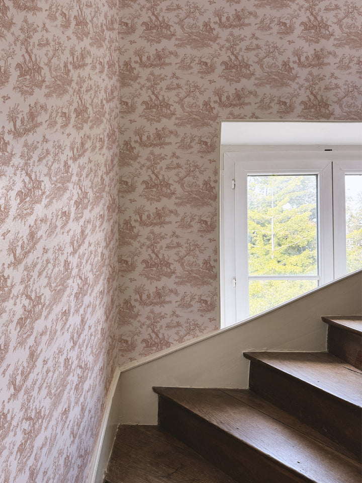 'Toile du Saint Calais' Wallpaper by Clare V. - Clay Cream