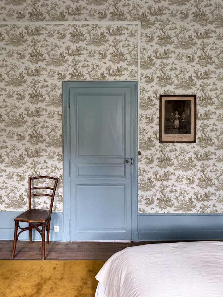 'Toile du Saint Calais' Wallpaper by Clare V. - Cocoa Cream