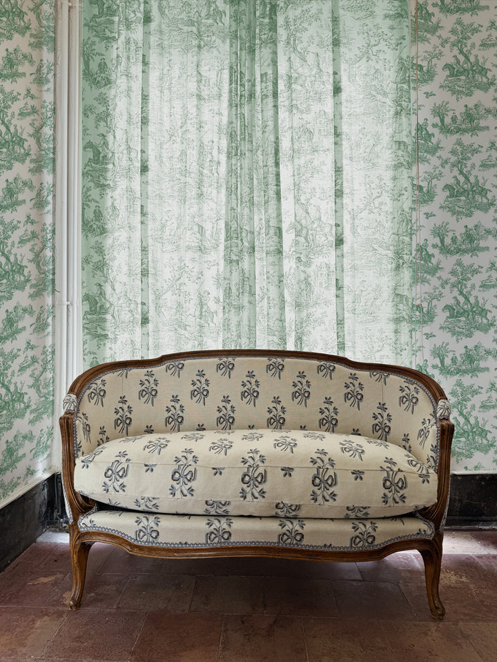 'Toile du Saint Calais' Wallpaper by Clare V. - Evergreen White