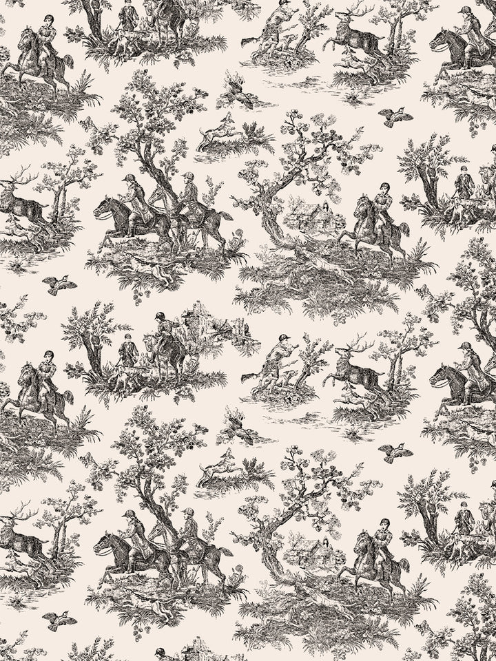 'Toile du Saint Calais' Wallpaper by Clare V. - Black Cream
