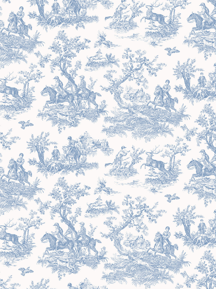 'Toile du Saint Calais' Wallpaper by Clare V. - Chambray Cream