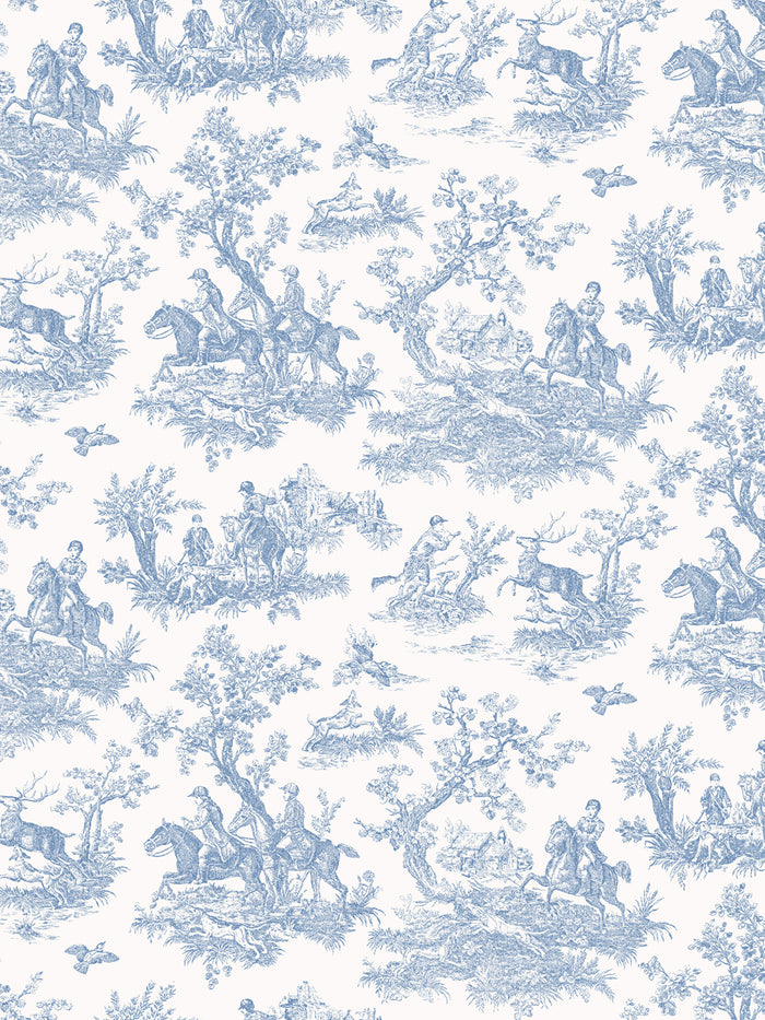 'Toile du Saint Calais' Wallpaper by Clare V. - Chambray Cream