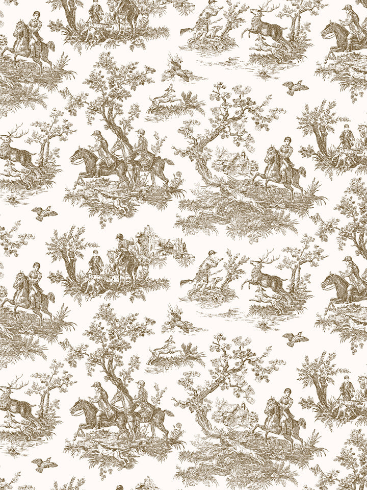 'Toile du Saint Calais' Wallpaper by Clare V. - Cocoa Cream