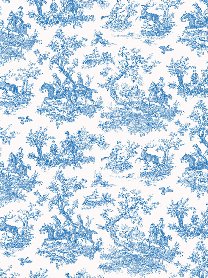 'Toile du Saint Calais' Wallpaper by Clare V. - Cyan Cream