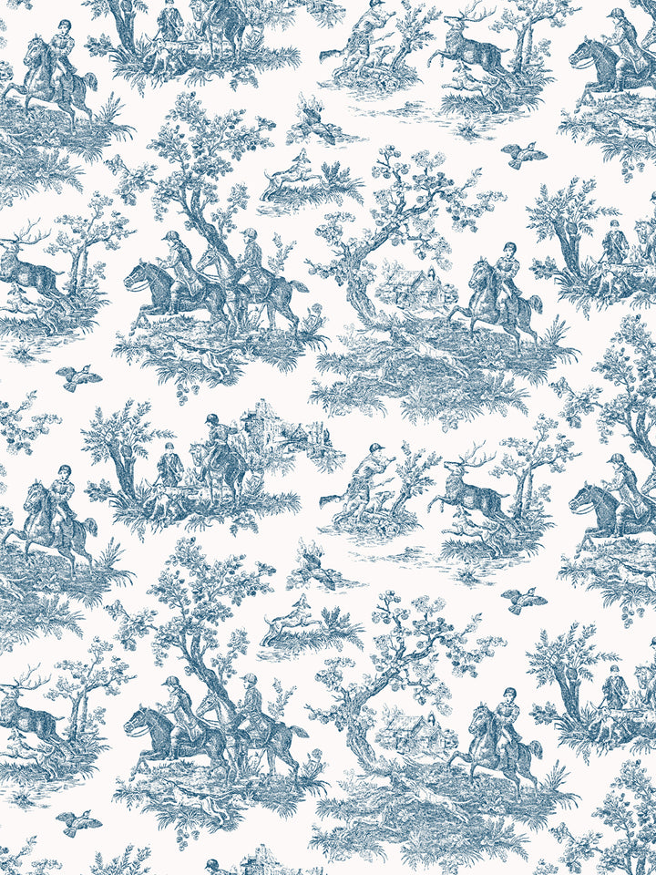 'Toile du Saint Calais' Wallpaper by Clare V. - Indigo Cream