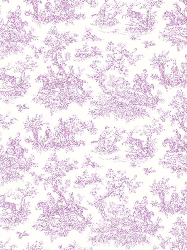 'Toile du Saint Calais' Wallpaper by Clare V. - Lilac White