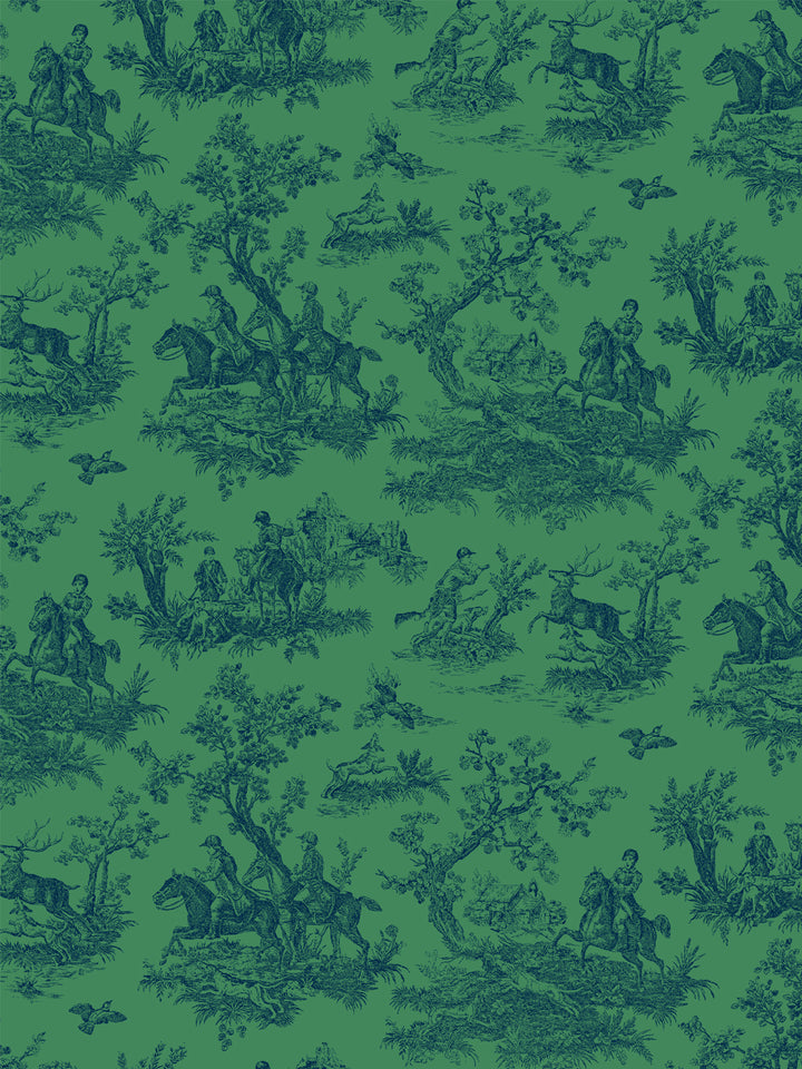 'Toile du Saint Calais' Wallpaper by Clare V. - Navy Green