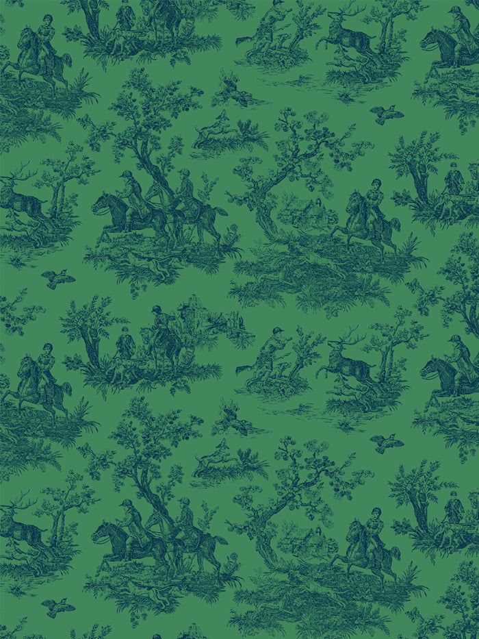 'Toile du Saint Calais' Wallpaper by Clare V. - Navy Green