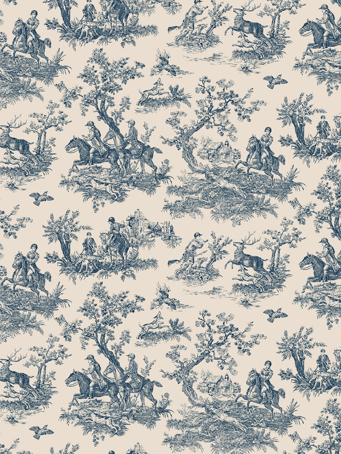 'Toile du Saint Calais' Wallpaper by Clare V. - Navy Parchement