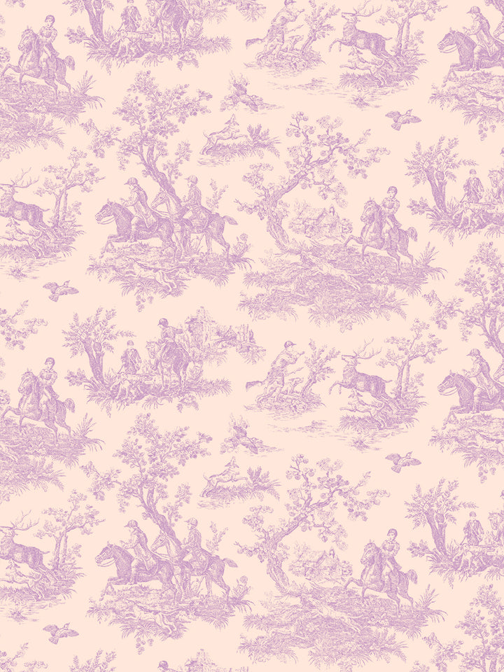 'Toile du Saint Calais' Wallpaper by Clare V. - Petal Lilac