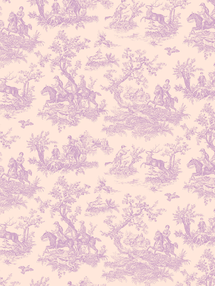 'Toile du Saint Calais' Wallpaper by Clare V. - Petal Lilac