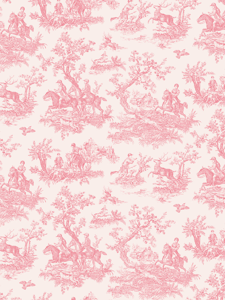 'Toile du Saint Calais' Wallpaper by Clare V. - Pink Cream