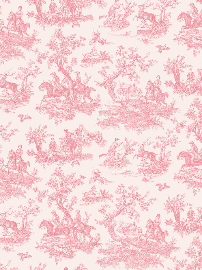 'Toile du Saint Calais' Wallpaper by Clare V. - Pink Cream
