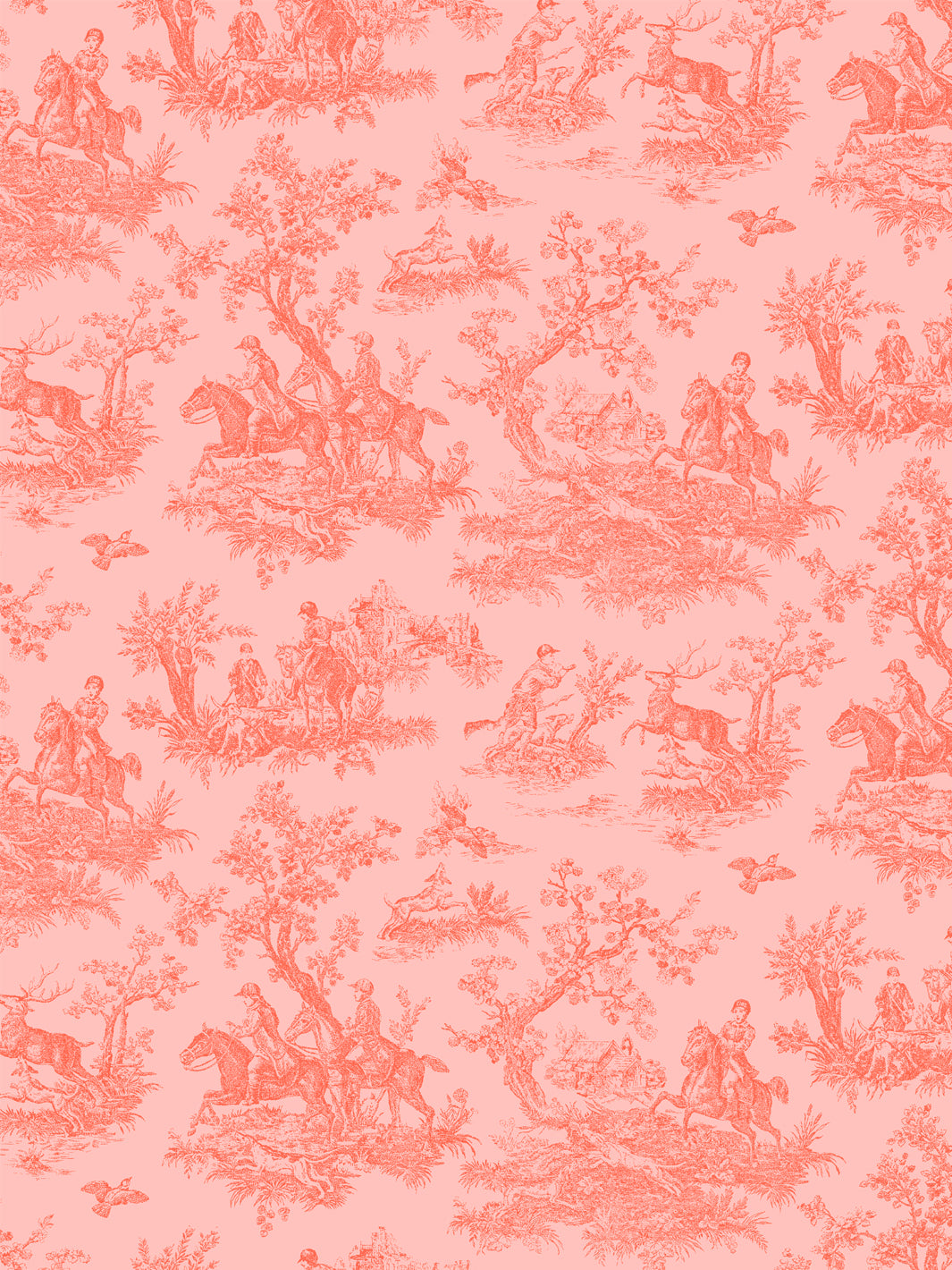 'Toile du Saint Calais' Wallpaper by Clare V. - Poppy Pink