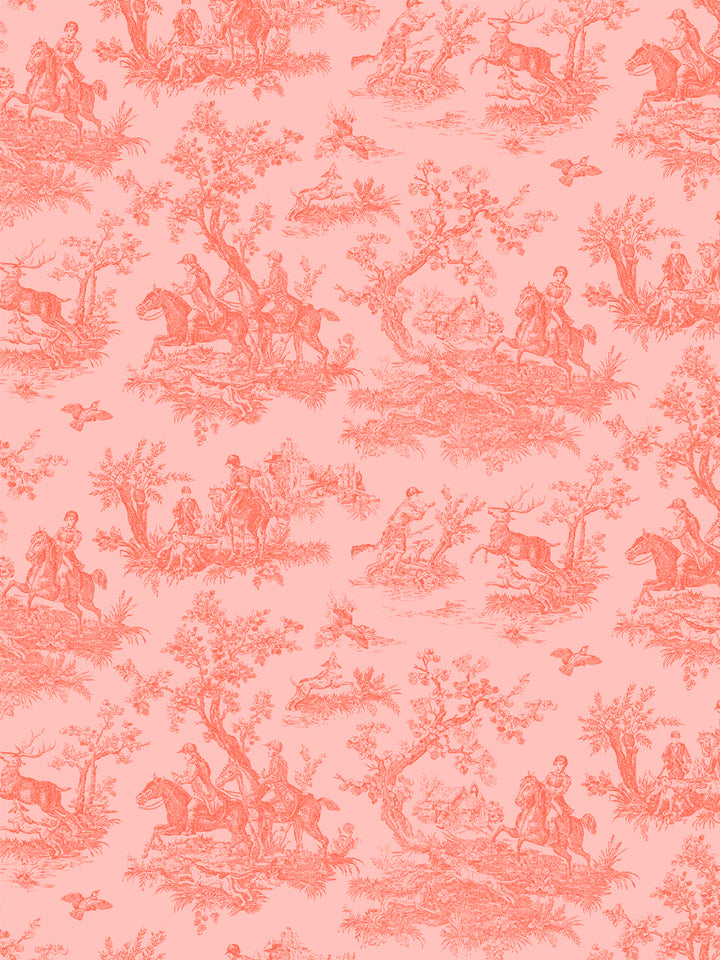 'Toile du Saint Calais' Wallpaper by Clare V. - Poppy Pink