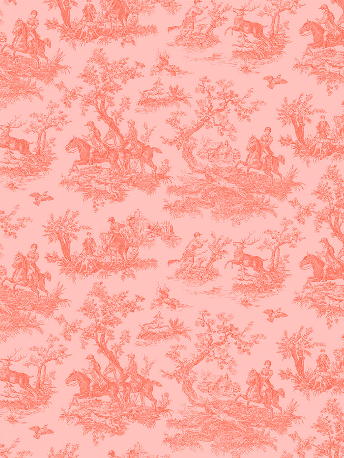 'Toile du Saint Calais' Wallpaper by Clare V. - Poppy Pink