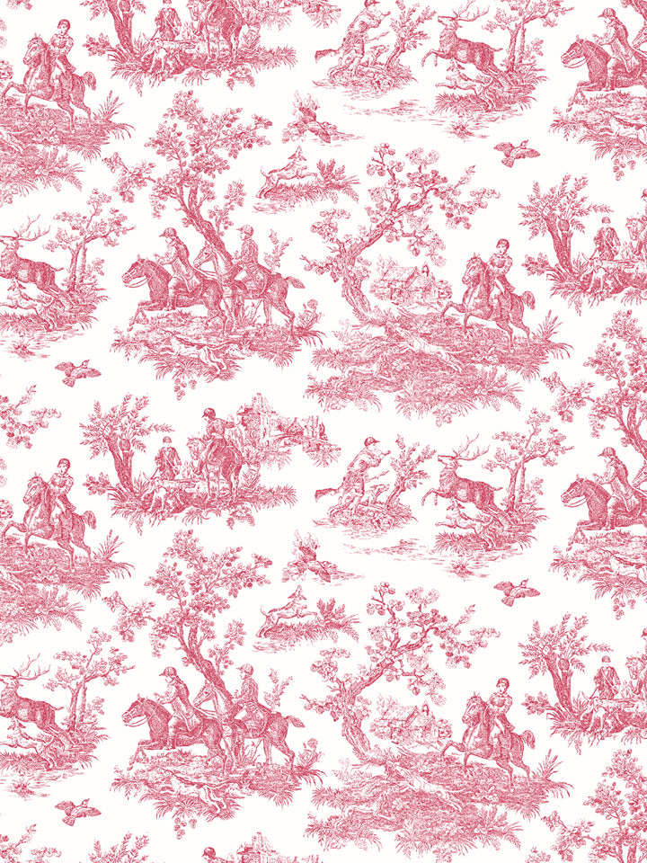 'Toile du Saint Calais' Wallpaper by Clare V. - Red Cream