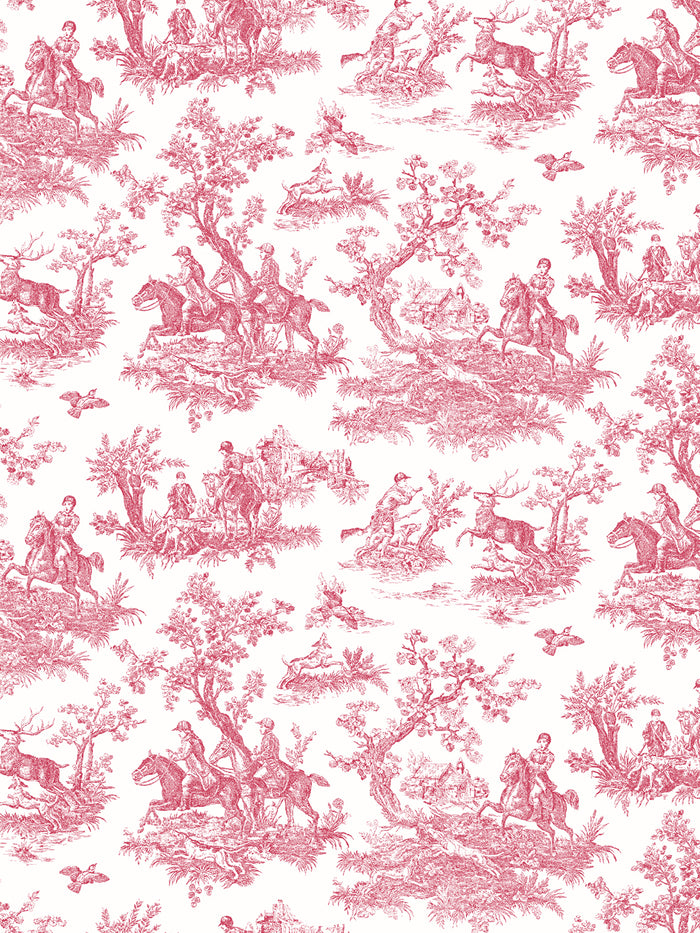 'Toile du Saint Calais' Wallpaper by Clare V. - Red Cream