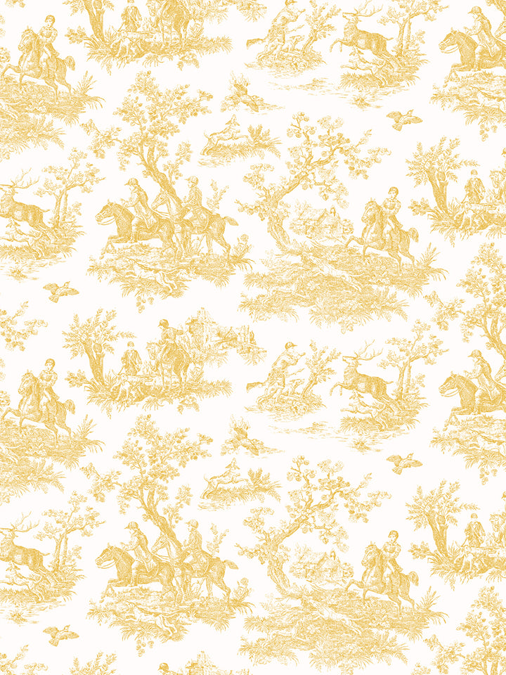 'Toile du Saint Calais' Wallpaper by Clare V. - Yellow Cream