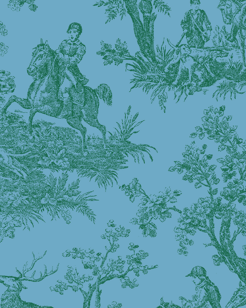 'Toile du Saint Calais' Wallpaper by Clare V. - Azure Fern