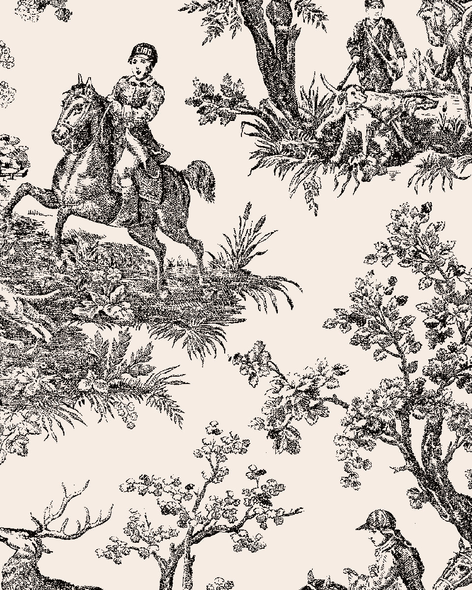 'Toile du Saint Calais' Wallpaper by Clare V. - Black Cream