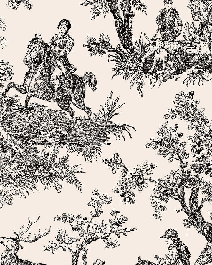 'Toile du Saint Calais' Wallpaper by Clare V. - Black Cream