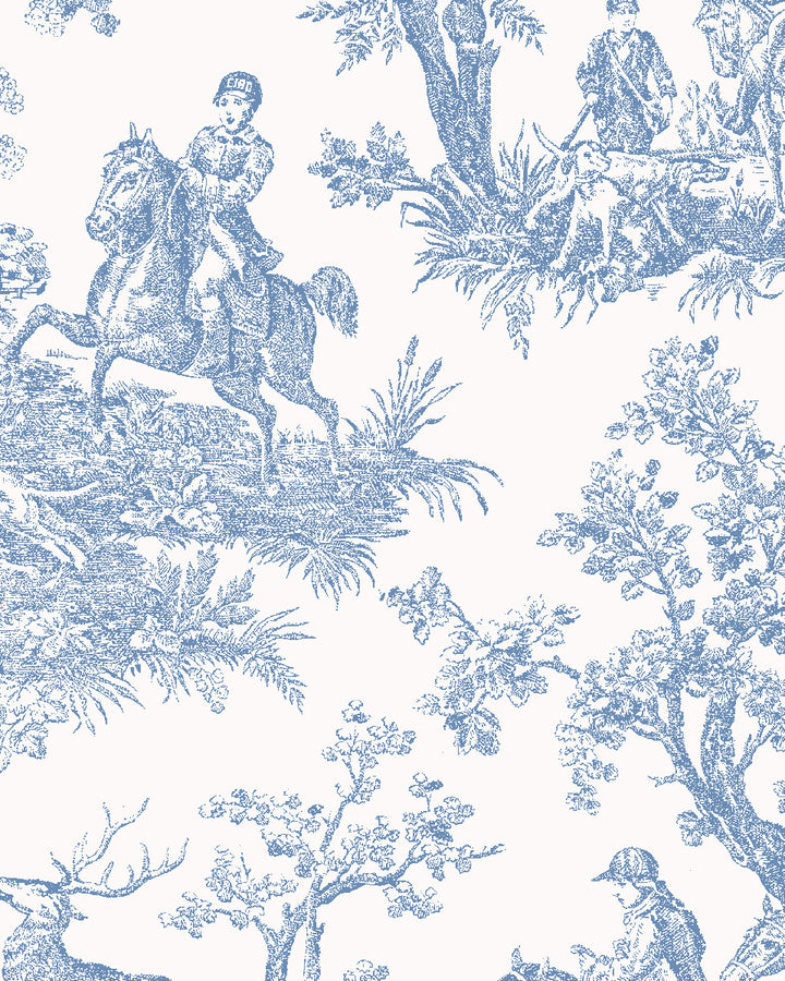 'Toile du Saint Calais' Wallpaper by Clare V. - Chambray Cream